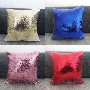 Sublimation Blanks Pillow Case Single Side Sequins Back Side Peach Skin Velvet Cushion Pillows Cover Sofa Decoration New Arrival 9 9hh L2