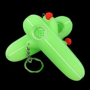 4.1"cactus silicone Smoking pipes glow in the dark silicone hand pipes silicone Spoon pipe with glass bowl and Keychain