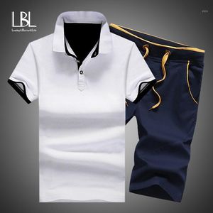 Mens Shorts Sets Summer Cotton Button Shirts Sets 2019 Mens Shorts Clothes 2 Piece Set Tracksuit Elastic Waist1