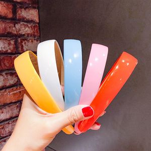 Wholesale glossy hair for sale - Group buy New Women Girls Cute Colorful PU Cover Glossy Simple Hairbands Sweet Hair Holder Ornament Headband Fashion Hair Accessories Y0124