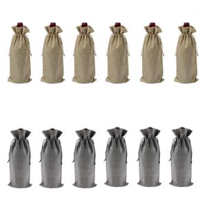 Hanging Baskets 12Pcs Durable Wine Bags Burlap Red Bottle Glass Bag Travel Pouch Gift Weddings Party Reusable Packaging Bag1