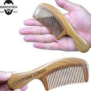 Pocket Размер Premium Green Sandalwood Волосы борода Антистатическая древесная Борода Combs MOQ 50 шт. OEM Индивидуальный логотип
