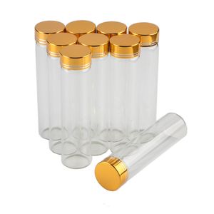 30*120mm 12 stücke 60 ml Transparente Klarglasflaschen Aluminium Schraube Goldene Kappe Leere Flüssigkeit Geschenk Container Wishing Flasche Gläser
