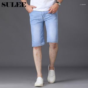 Mäns jeans som säljer sommar casual thin short homme de marque 2022 koreanska ungdomsmän denim shorts elasticitet distressed skinny men1