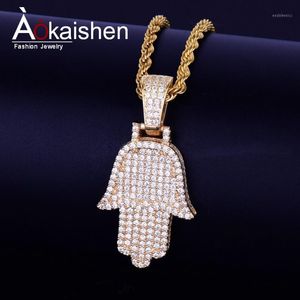 Ketten Fatima Hand Anhänger Halskette Kette Freier Stahl Kubanische Goldfarbe Kubikzircon Herren Hip Hop Schmuck Für Geschenk1