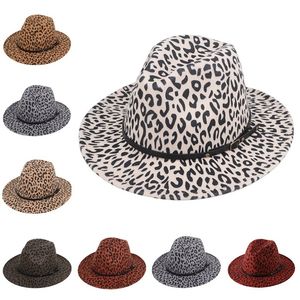 Męska damska kapelusz dla kobiet Mężczyźni Leopard Fedora Kapelusz Kobieta Mężczyzna Fedoras Casual Filc Kapelusze Kobiet Mężczyzna Panama Cap Jazz Top Caps 2022 Hurtownie
