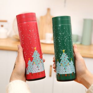 プロモーション17ozクリスマスツリースポーツボトル携帯用絶縁サーモス防水スキッドプラスチック真空ステンレス鋼水ボトル