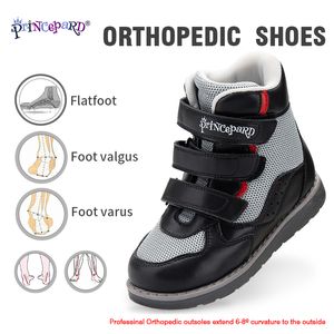 Çocuklar için Prens Pard Ortopedik Ayakkabı Yüksek Ayak Bileği Çocuklar Spor Ayakkabı Kemer Destek Düzeltici Deri Sneakers Erkekler için LJ200907