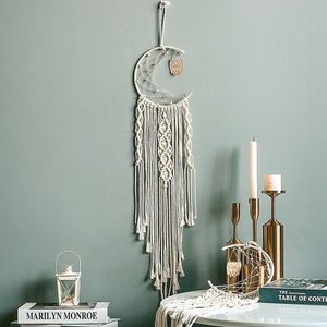 Tofs dream catcher moon uggla tapestry handgjord macrame hängsmycke vägg hängande bröllop dekoration sovrum vägg hängande hem inredning