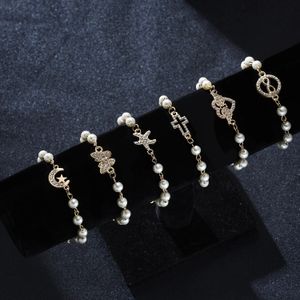 Simulado Pulseira Pérola Para Mulheres Moda Rhinestone transversal redonda Starfish Charm Bracelet Gold Chain noiva casamento jóias presentes