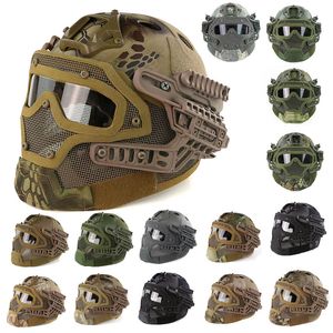 Outdoor Sport PJ Fast Taktischer Airsoft Helm mit Maske Airsoft Paintabll Schießen Verstellbarer Kopfverriegelungsgurt Aufhängungssystem NO01-013