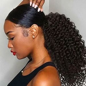 Kinky Curly Ponytail for Women Brazylijski 3B 3C Natural Black Clip in Ponytails Ludzkie rozszerzenia włosów Remy 120g