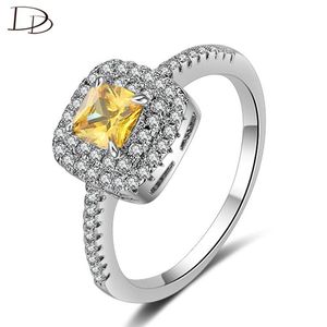 Bröllopsringar Dodo Charm Yellow Square Cubic Zirconia Bridal för Kvinnor Lyx Dubbelskikt Skinnande Sten Smycken DM001