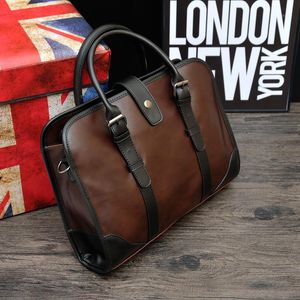 Men Briefcase Laptop Leather Pu Sacoche Homme Computer Bag Office Bags For Man Bussiness Work 2020 Document Brown 00891