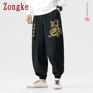 Zongke Dragon Haftery Pants Men Joggers Spodnie Mężczyźni Spodnie Streetwear Spits Spodnie Pants Men Men Spoders 5xl 2022 Spring 220212