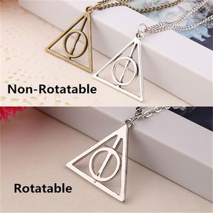 Triangle Necklace Rotating Round Fashion Vintage Antique Bronze Silver Color Rotatable Pendant Movie Jewelry Men Women Wholesale 220217
