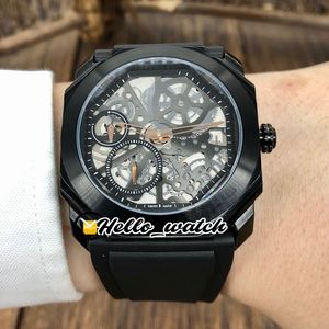 Nowy OCTO FINISSIMO 103010 Szyl na szkielet MIYOTA Automatyczne 28800VPH Mens Watch PVD Czarna stalowa skrzynka Gumowa pasek Zegarki Hello_watch BVHW