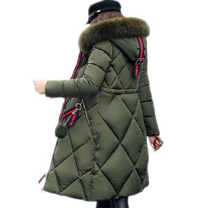 大きな毛皮の冬のコートの厚いパーカー女性ステッチスリム長い冬のコートダウン綿のレディースダウンパーカーダウンジャケット女性LJ201021