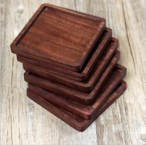 Madeira Coasters Black Walnut Cup bacia de madeira Pad Madeira Rround Companheiro Coffee Tea Cup Mats Bule Drink Coasters Acessórios de cozinha LSK1942