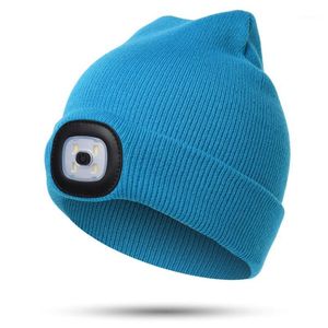 Farol do farol da criança 4 Chapéu do beanie da iluminação da noite do diodo emissor de luz com as máscaras recarregáveis ​​do ciclismo das usb da luz