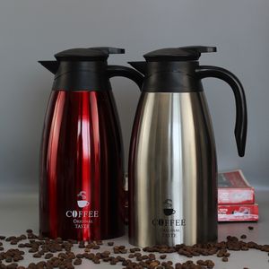 Stora rostfritt stål termisk flaska kaffe carafe-2l dubbel väggisolerade vakuumflaskor termokanna vatten potten resor barn 201105