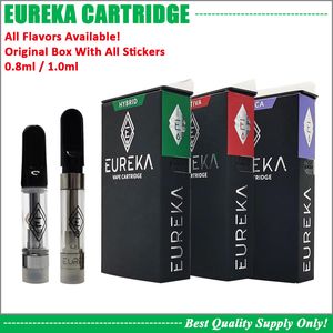 Nyaste Eureka Vape-patron 0.8ml 1.0ml Pyrex Glasbehållare Keramisk Spol Tjockolja 510 Batteri CART CALI-kontakt