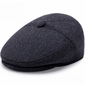 HT1851 Berretti da uomo Cappelli Cappelli autunno-inverno con paraorecchie Vintage Newsboy Ivy Berretti piatti in misto lana Berretti da uomo Casual Berretto caldo