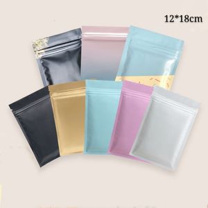 12 * 18cm 100pcs Zip Lock Make up Produkter Förpackningspåsar Återanvändbar Package Mylar Folie Zipper Seal Pouches Craft and Present Packing Bag