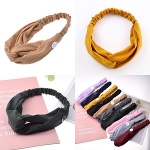 زر القماش hairband مرونة تعديل اليوغا الشريط الرياضة العصابة الكبار طفل محبوك الأذن حماية التنفس هانغ Hairbands 1 8fb G2