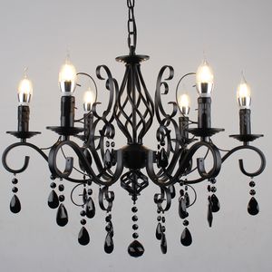 American bedroom village restaurant Mediterranean Cafe style chandelier stairs Jane retro Wrought Iron crystal Chandelier lamp