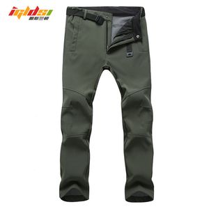 Stretch Wodoodporne spodnie dorywczo Mężczyźni Zima Ciepła Polar Rekin Skóry Długie Spodnie Spodnie Dysfunda Męska Tactical Army Spodnie robocze S-3XL 201106