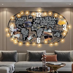 Wall Clocks Modern Large Metal Clock With LED Lgiht Luminous Decorations Living Room 3d Acrylic Home Decor1