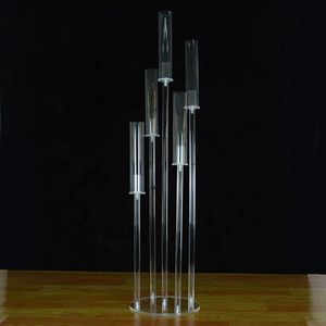 Wholesale tall crystal candlesticks for sale - Group buy Table decorations decor crystal candelabras with cylinder lampshade Acrylic Tall Centerpiece Candlestick Candelabra for Wedding senyu0434