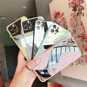 S Style Mirror Glitter Cell Phone Fodraler Bling Makeup Back Cover Protector för iPhone 13 12 11 Pro Max X XS XR 6 7 8 PLUS DHL