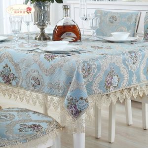 Proud Rose European Jacquard Table Cloth Lace Tablecloth Table Runner Wedding Decor Table Cover Dustproof Cloth Chair Cushion T200707