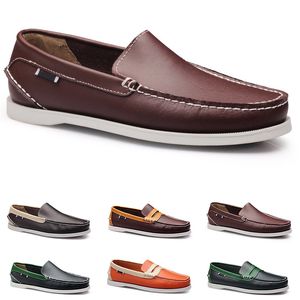 Läder Ärtor Mäns Casual Skor Kör Soft Sole Läder Gummi Elfenben Ljus Tan Naken Armé Green Burgundy Taupe Beige Split All Match Lazy Silver Sneakers Color23-10