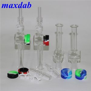 Nargile nektar koleksiyoncular boru bong ile 14mm 18mm kuvars ipuçları dab saman yağ pistleri silikon konteyner geri kabulü Keck klip cam boru duman aksesuarları