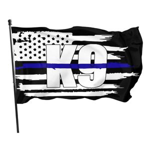 K9 Thin Blue Line Polizeiflaggen-Banner, 91 x 152 cm, 100D-Polyester, hochwertige, lebendige Farbe mit zwei Messingösen