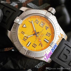 NEW V17319101 Datum Titanium Steel Case Automatic Mens Watch Number Markers Yellow Dial Balck Gummi Strap TimeZoneWatch Twbre C98A2