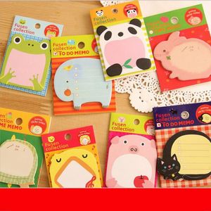 500PCS Aufkleber Nette Kawaii Tier Haftnotizen Notizblock Memo Pads Büro Schule Versorgung Schreibwaren Panda Katze Kitty Lesezeichen