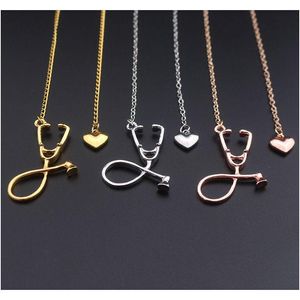 Nuova lega di gioielli medici di moda Ti amo Collana con ciondolo cuore Collana con stetoscopio per infermiere dottore Gioiello sqcakk queen66