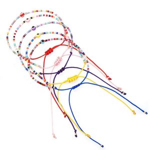 Bangle Último Arco-íris Criativo Cor Miyuki Grão Mal Eyes Colorido Algodão Corda Handmade Pulseira Trançado para Mulheres