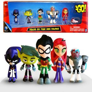 Teeding Titans Go anime Action Figures Zabawki Robin Cyborg Bestia Boy Raven PCV Cartoon Model Urodziny Prezenty Juguetes Dla Dzieci Lj200928