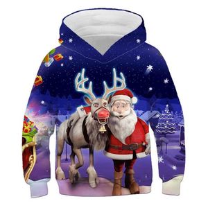 Santa Claus Hoodies Merry Christmas Sweatshirts Baby Boys Girls Clothes Kids Fashion Tops Coat Style Children Clothing 220115