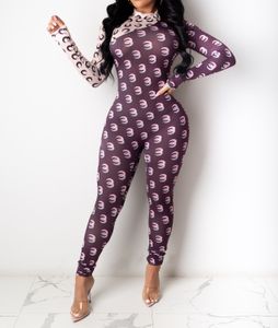 Kvinnors modemåntryck hemkläder långärmad byxor pyjamas jumpsuit 201007