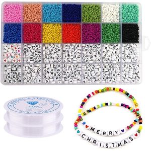 5000pcs pärlor kit, 3mm glas frö pärlor, alfabet brevpärlor och hjärtformade pärlor för namn armband smycken gör och hantverk y200730