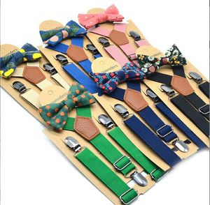 Baby Kid Suspenders z Bowtie Fashion Dzieci Bow Tie Zestaw Chłopiec Szelki Dziewczyna Regulowany Surfidder Baby Wedding Krawaty Akcesoria