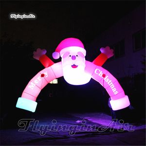 Открытый рождественский арочный освещение надувной Santa Archway 6M RGB воздух взрывы воздуха Санта-дверь с пользовательской печатью для украшения входа