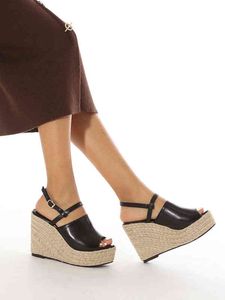 Sandaler Doghc Nya Kvinnor Sandaler Cork Platform Wedges Mules Slip på Högklackat Pumpar Plattform Skor Sandaler Kvinnor 220309