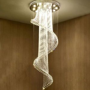Crystal Room Lights K9 Spiral K9 Crystal Chandelier European Modern Creative LED Chandelier Lamp Hotel Villa